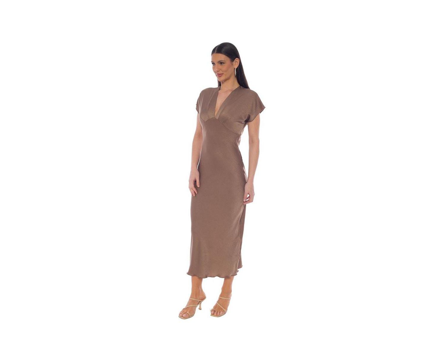 Women's Crepe Satin V-Neck Maxi Dress