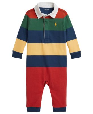 Baby Boys' Striped Cotton Rugby Coverall