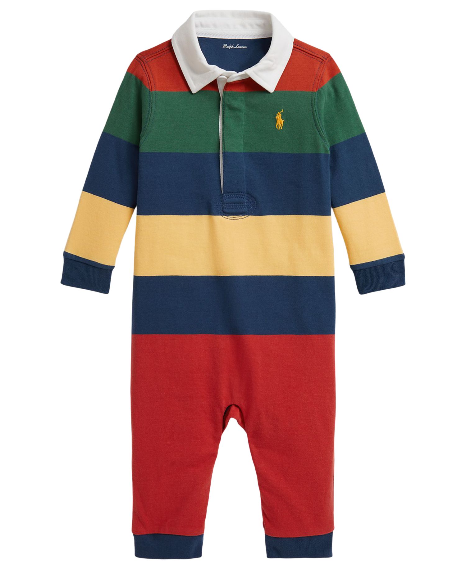 Baby Boys' Striped Cotton Rugby Coverall