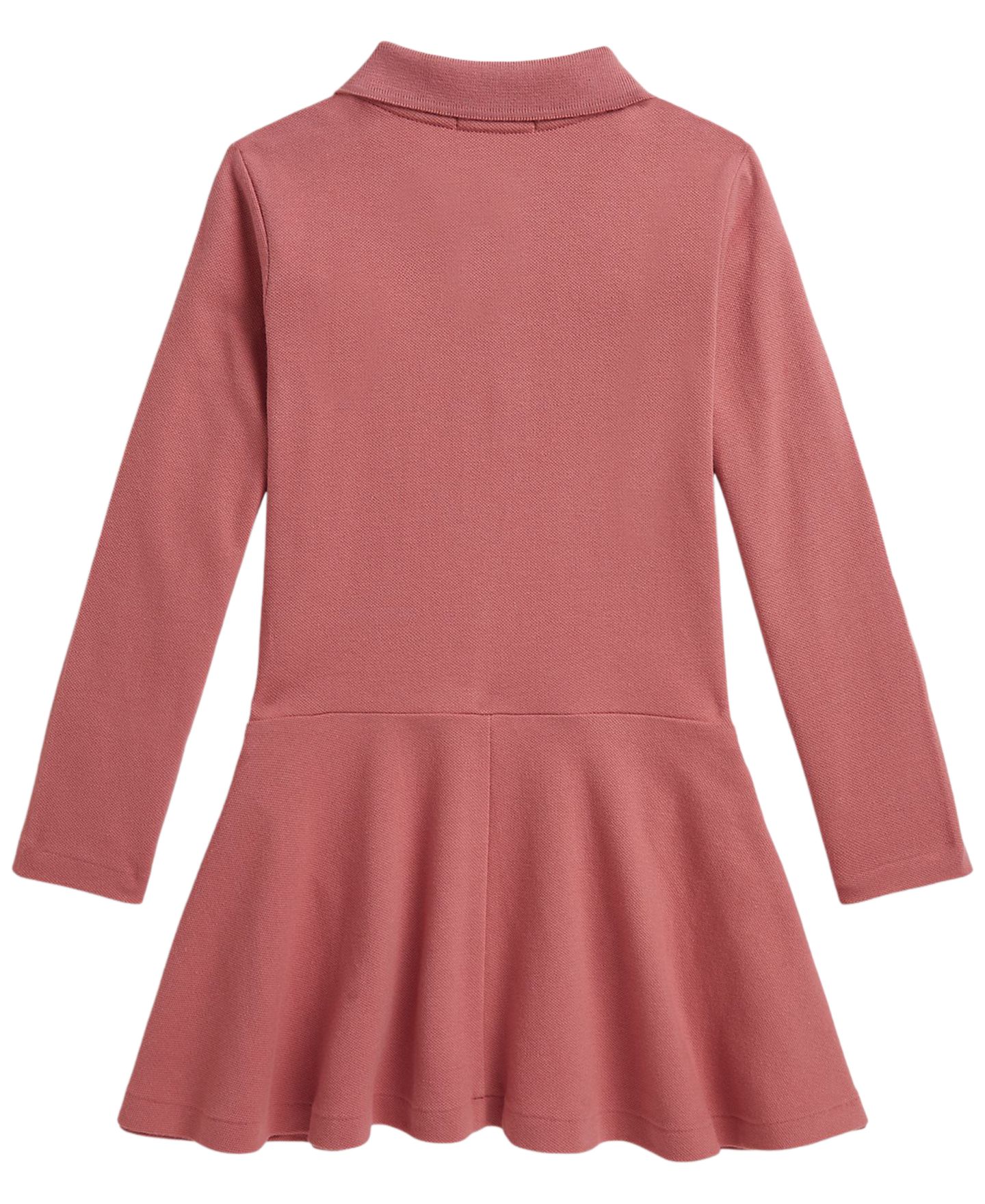 Платье Polo Ralph Lauren Stretch Mesh Long-Sleeve Polo Dress для девочек, цвет: Холщовый розовый — фото 5