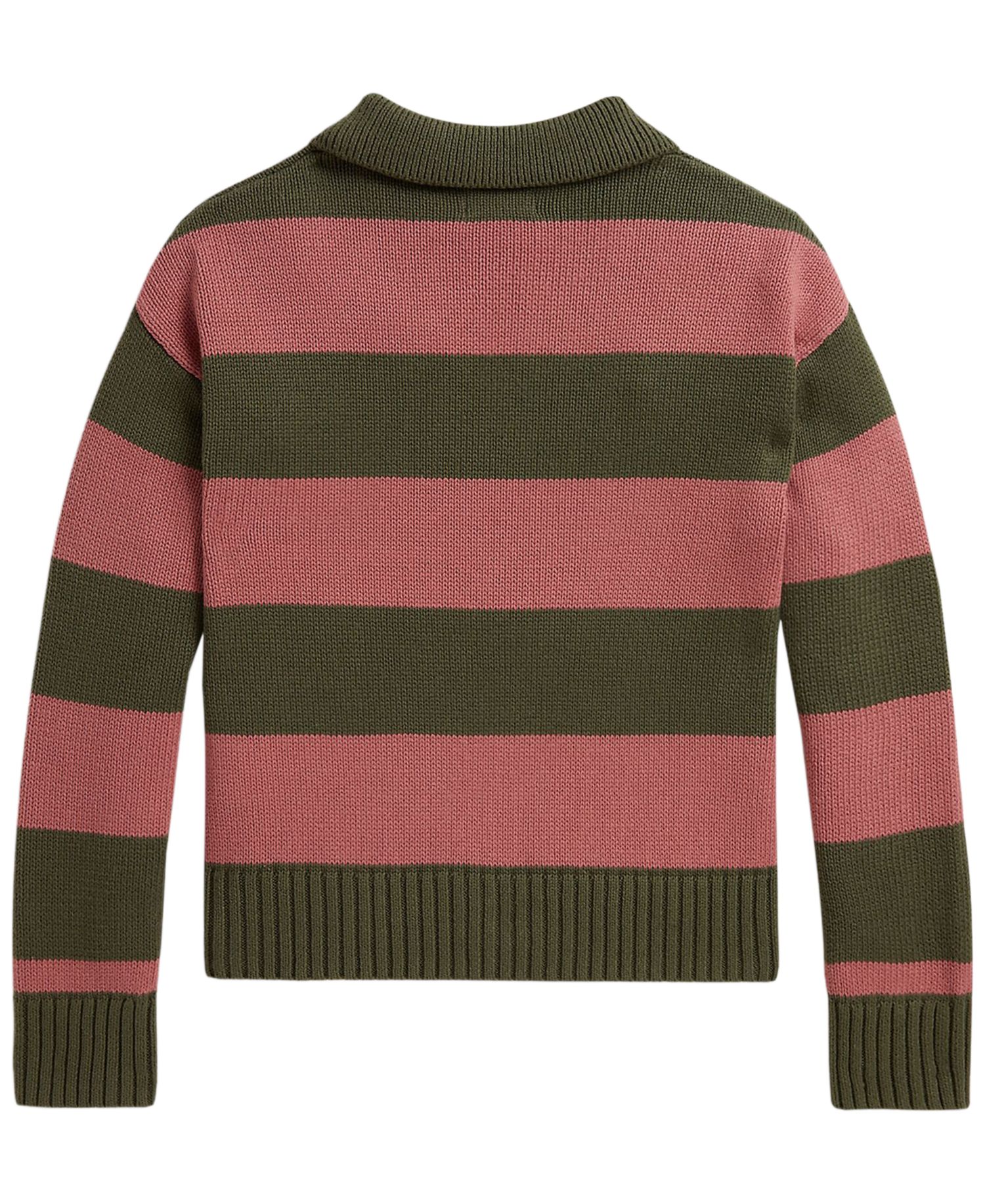 Girls' 7-16 Striped Long-Sleeve Polo Sweater
