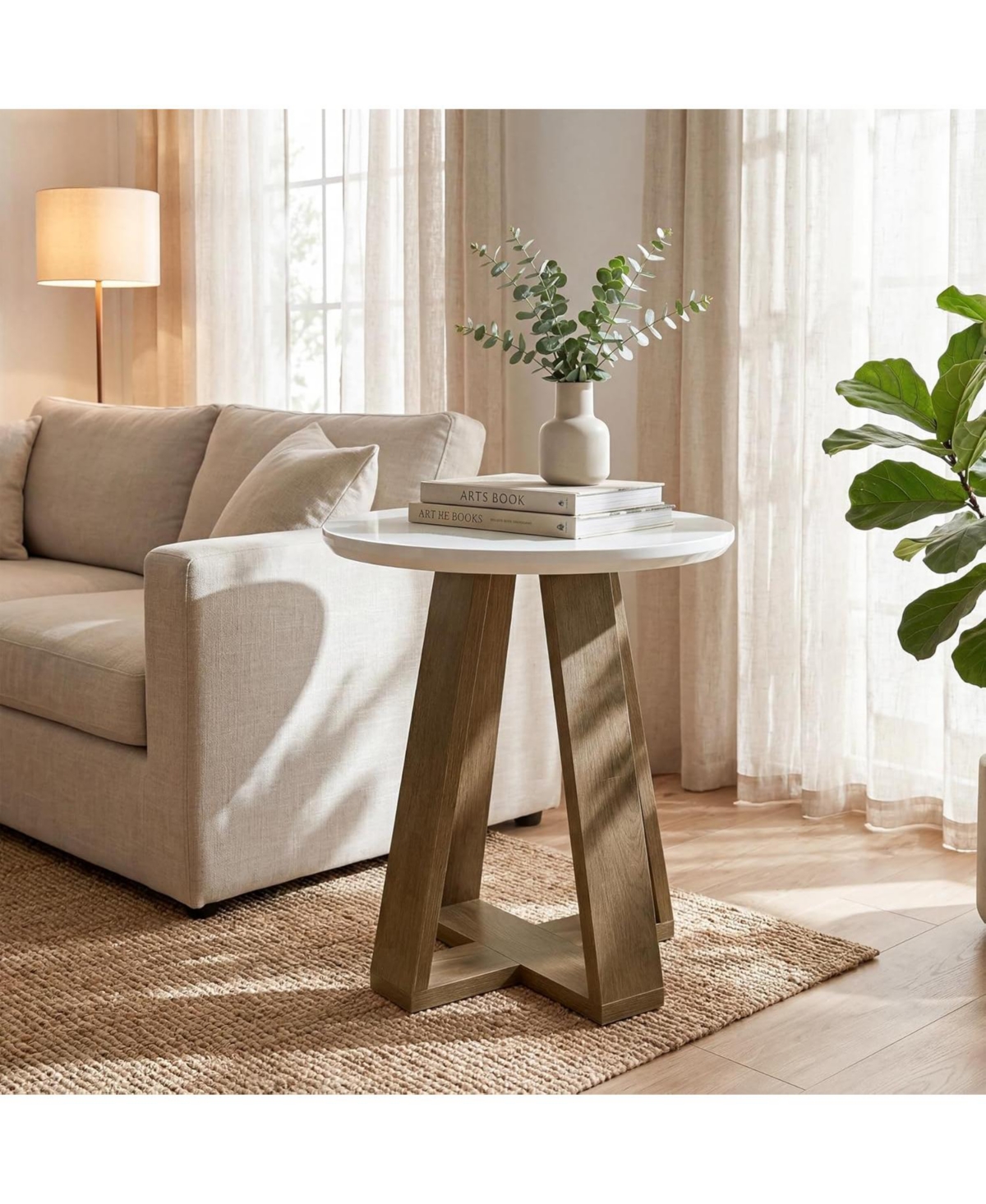Tribesigns Round Side Table Set of 2, Modern End Table, Easy Assembly