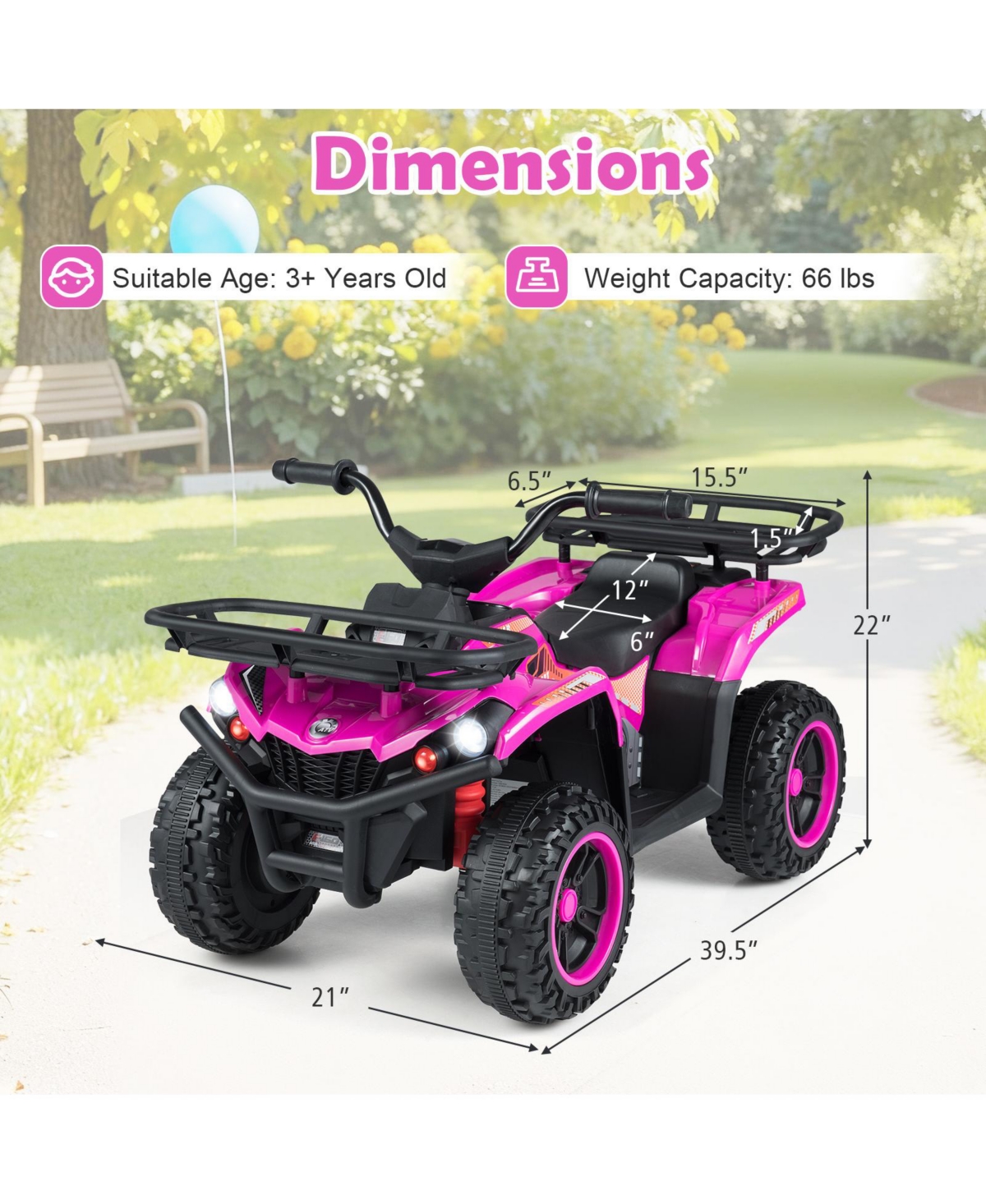 Gymax Electric Atv for Kids 24V 4-Wheeler Ride on Toy with Slow Start Songs Stories Tunes