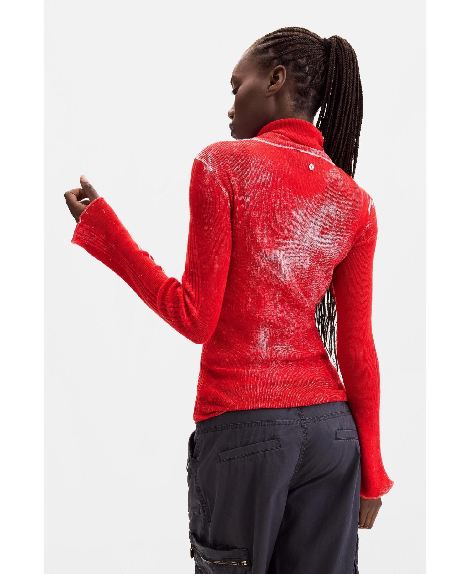 Women's Asymmetrical Ribbed Sweater Cotton