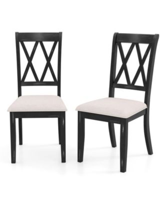 Dining Chairs Set of 2 Kitchen Side Chairs with Curved Cross Back