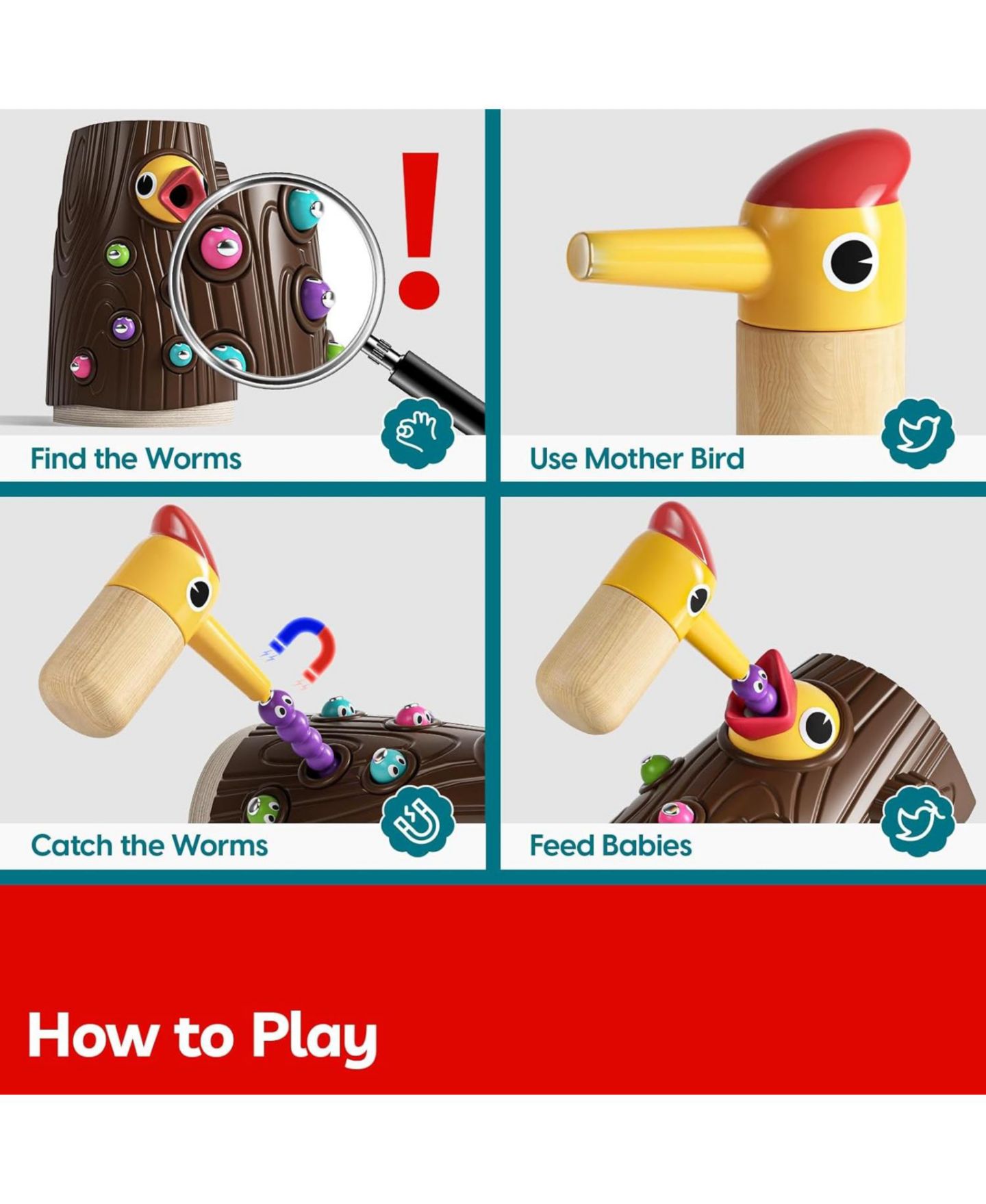 Детские игрушки TOP BRIGHT Magnetic Bird Feeding Game Toys For Kids Fine Motor Skills Toy Preschool Learning Activities Toy For Toddler — фото 5