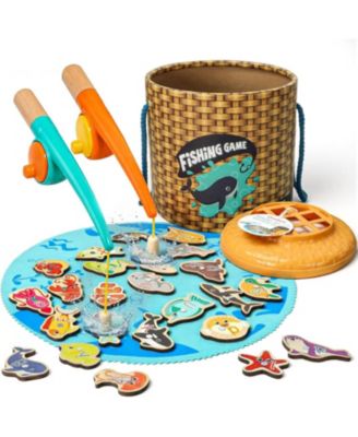 Toddler Fishing Game - Kids Wooden Magnetic Fishing Toys for Girls Boys Fine Motor Skills Learning Game For Child