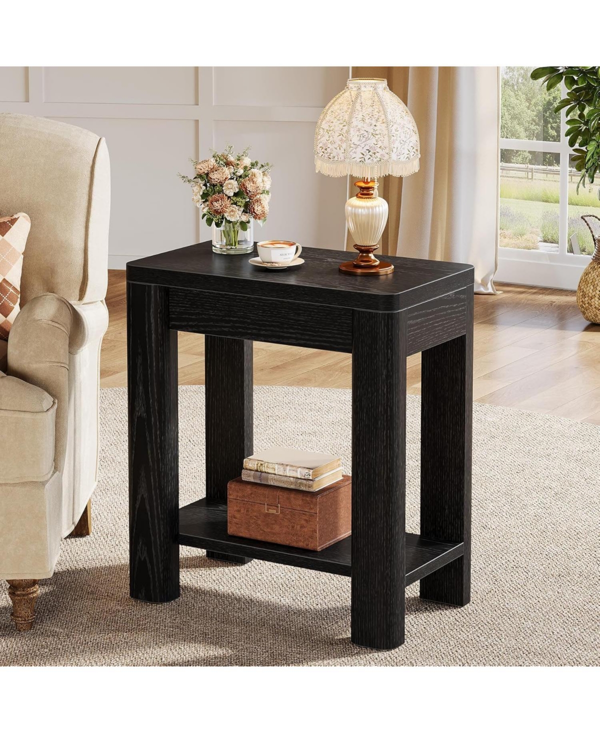 Tribesigns End Table Set of 2, Farmhouse Bedside for Living Room, Bedroom