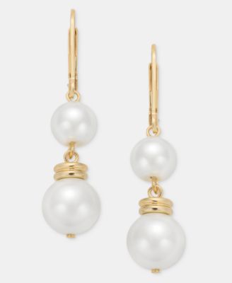 Imitation Pearl Double Drop Earrings