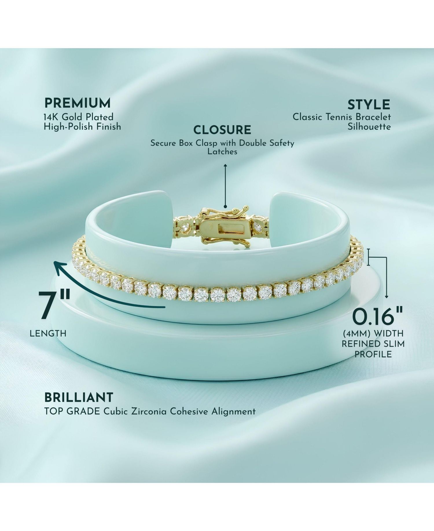 Exquisite 4MM Cubic Zirconia Slim Tennis Bracelet