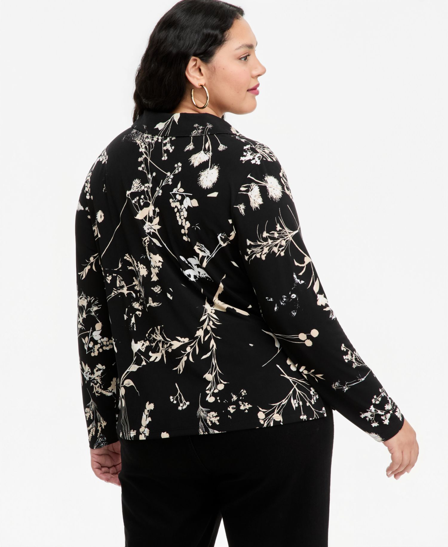 Plus Size Johnny-Collar Top