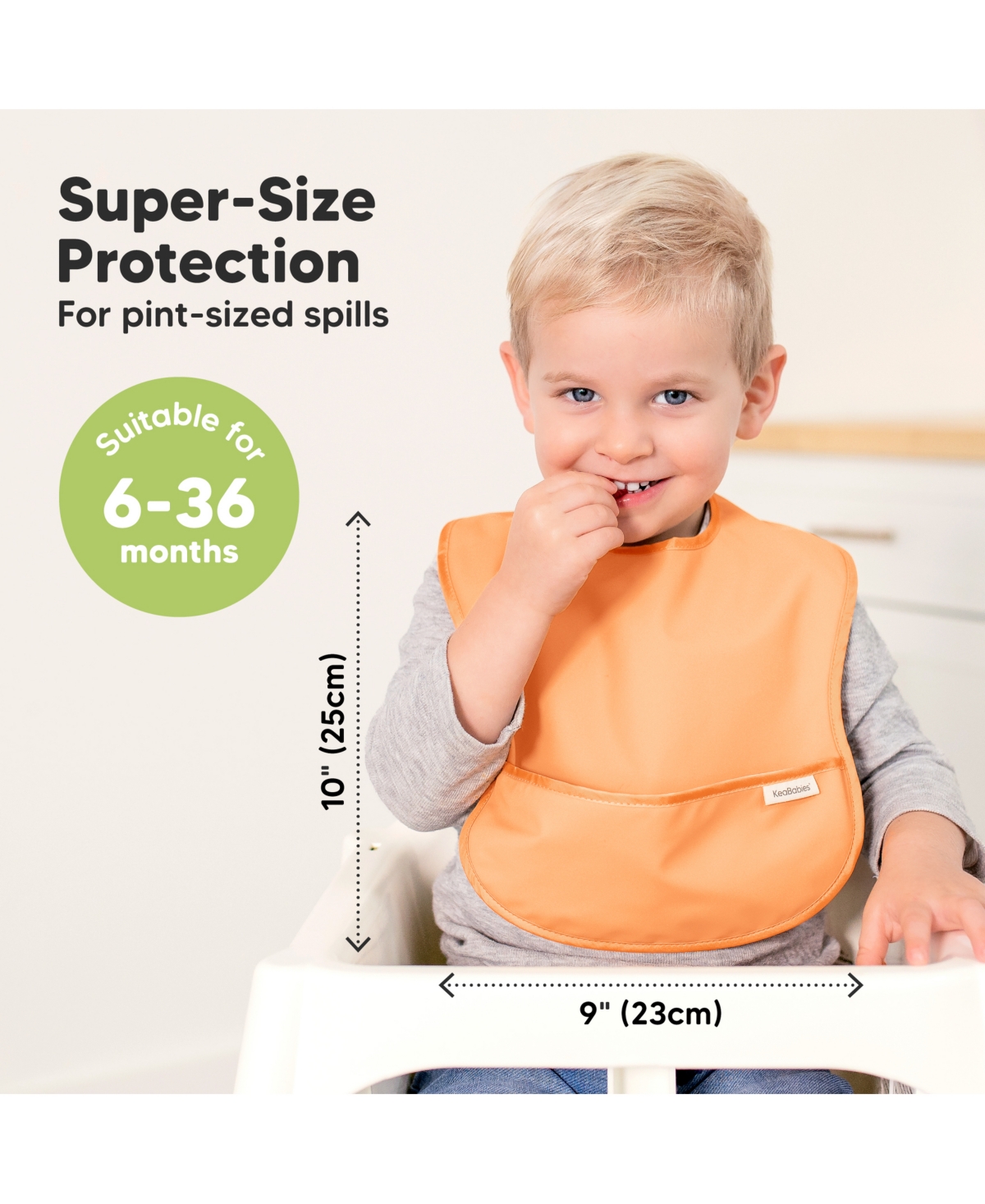 KeaBabies 3-Pack Waterproof Baby Bibs for Eating, Lightweight, Mess Proof Toddler with Food Catcher