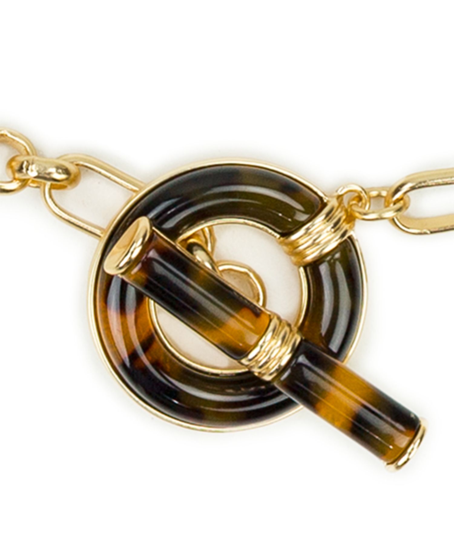 Pave Tortoise Resin Collection Toggle Necklace