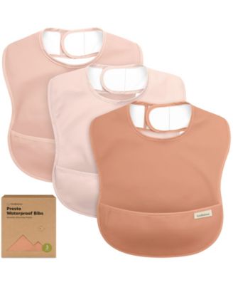 3-Pack Waterproof Baby Bibs for Eating, Lightweight, Mess Proof Toddler Bibs with Food Catcher