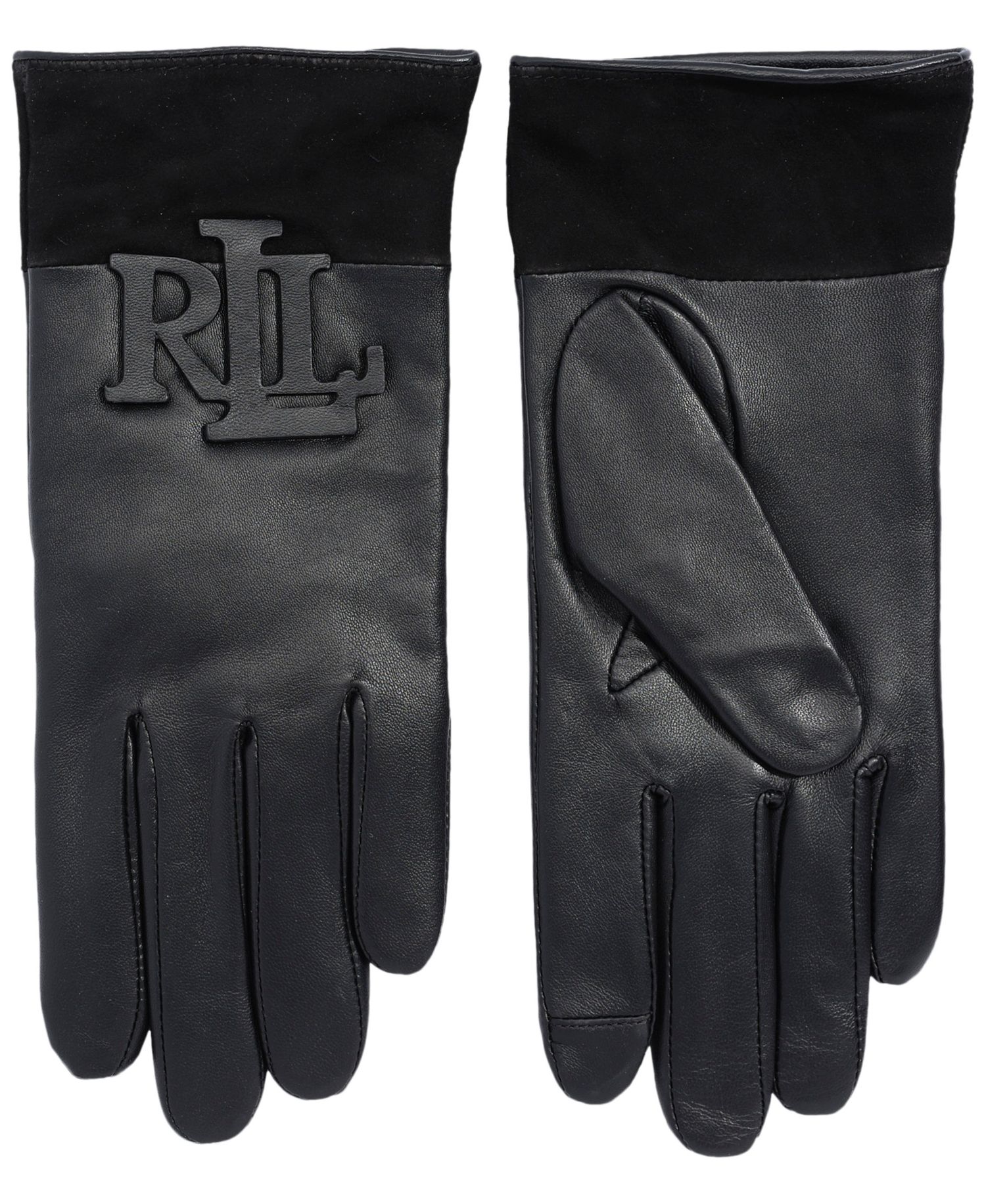 Raised Logo Leather Touch Gloves