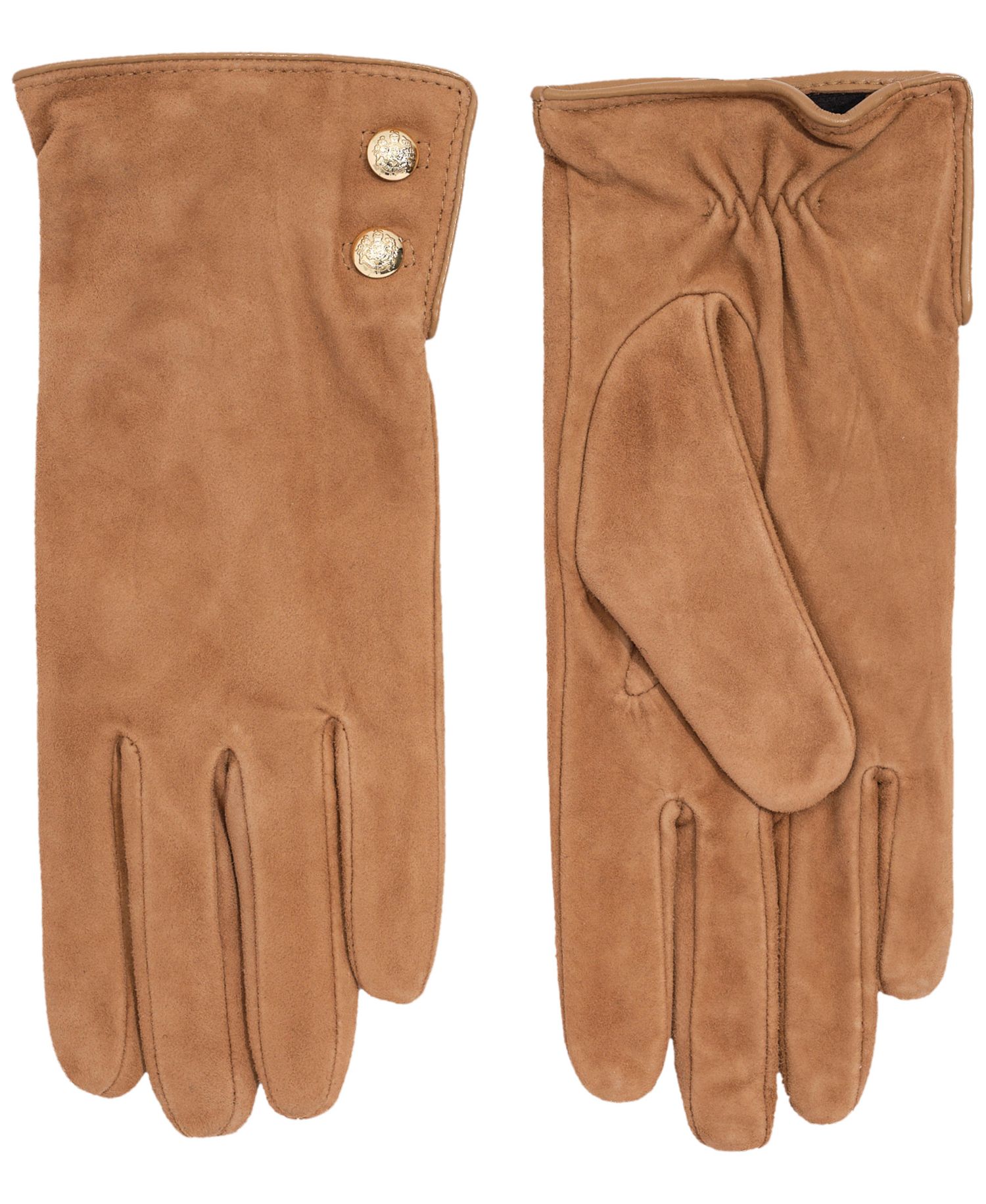Suede Crest Button Gloves