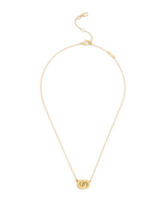 Gold Signature Logo Interlocking Ring Pendant Necklace