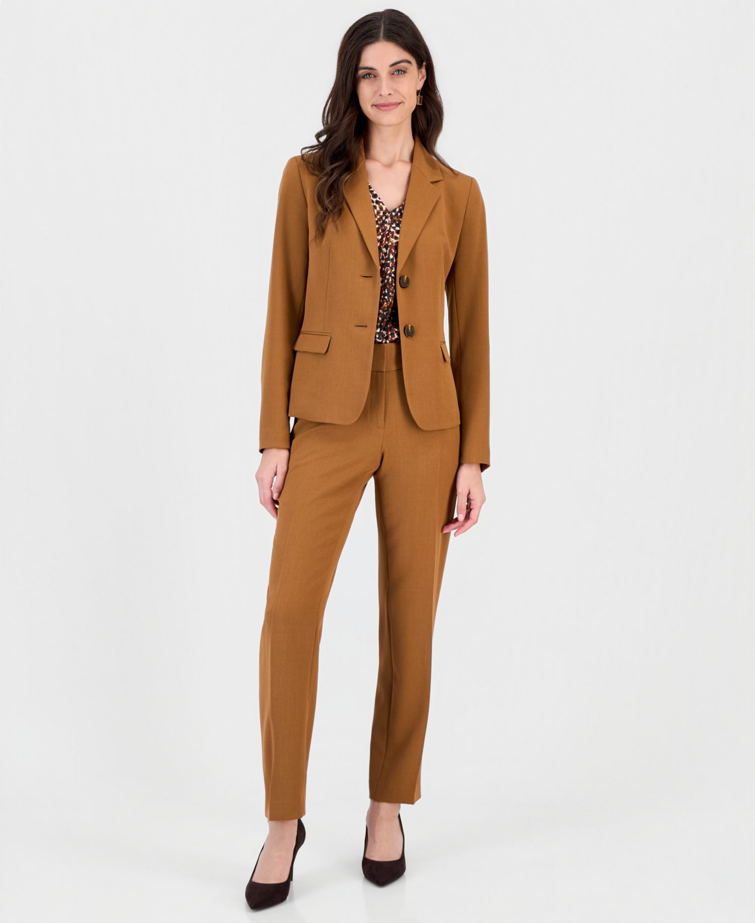 Women's Long Sleeve Stretch Crepe Two Button Blazer