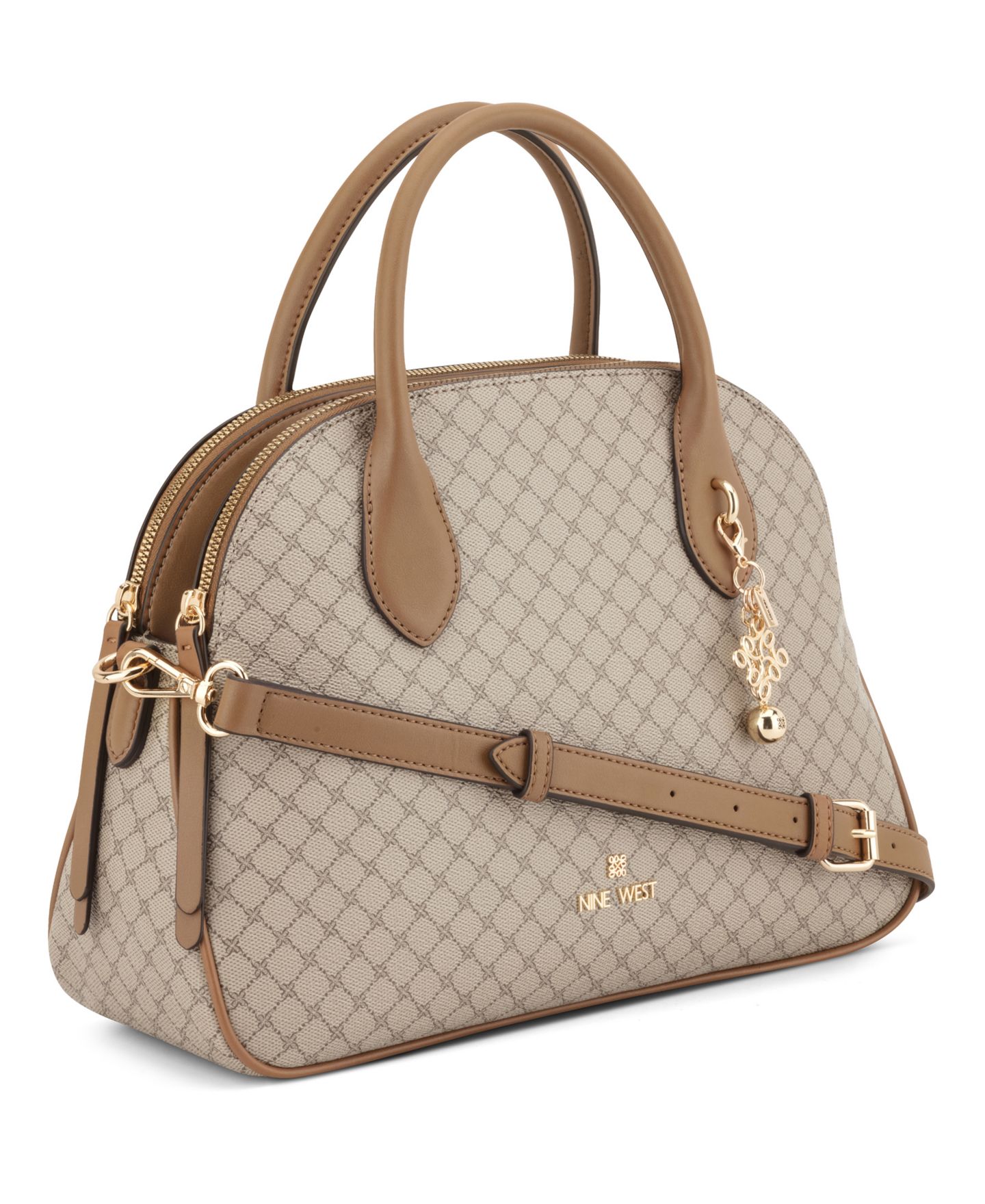 Женская сумка Nine West Calianna Dome Medium Satchel Handbag, цвет: Бежевый / Карамельный — фото 3