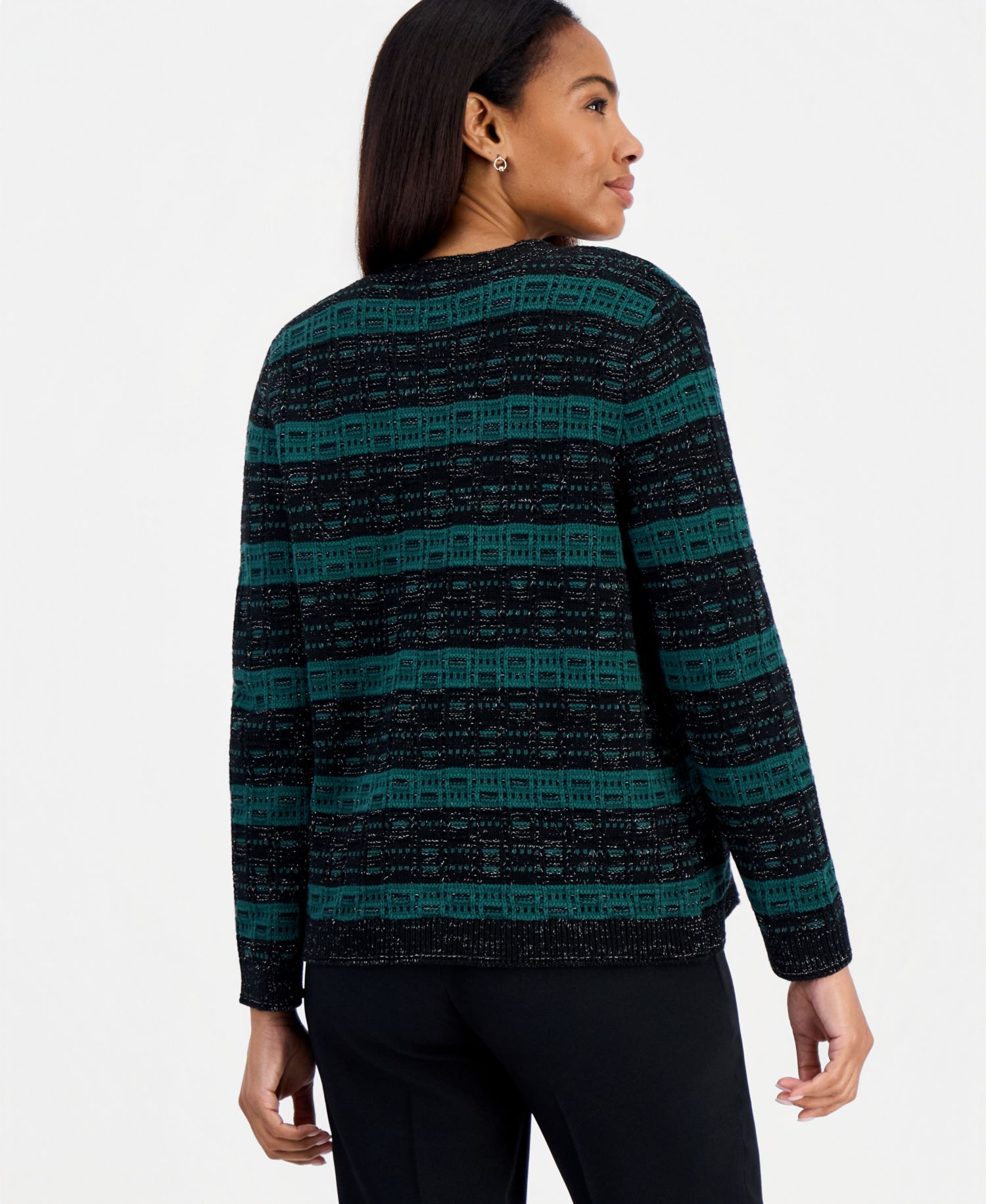 Petite Colorblock Stripe Cardigan Sweater