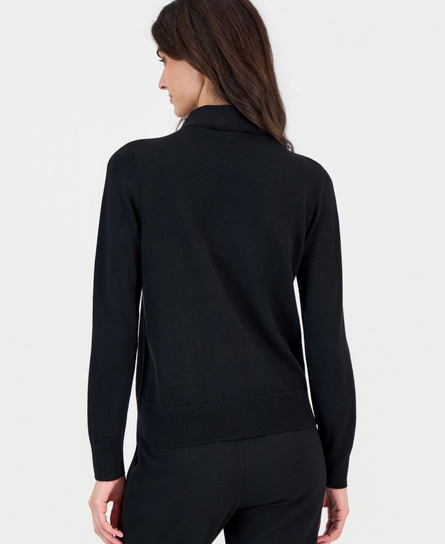 Petite Mock-Neck Pleated-Shoulder Sweater with Brooch