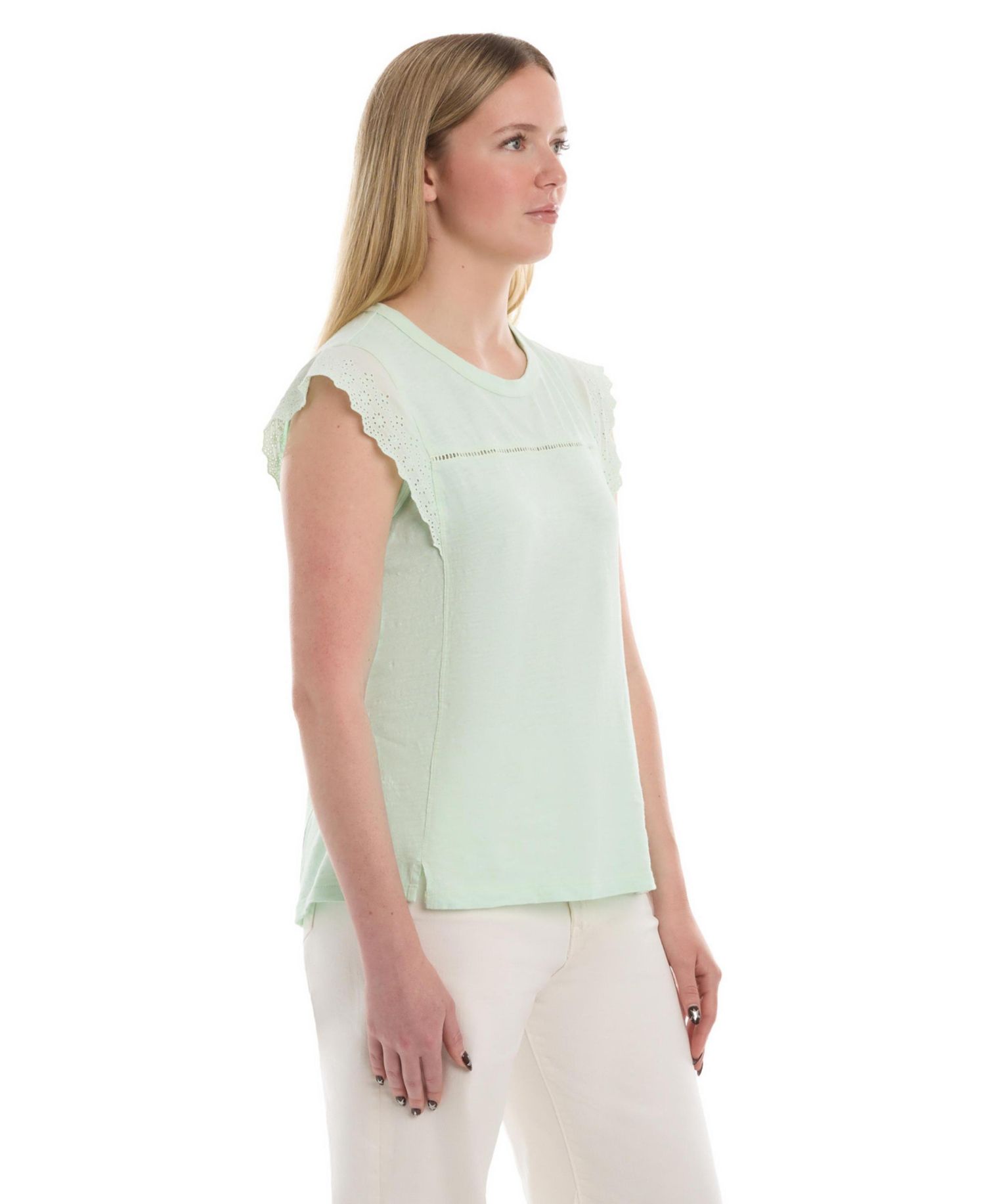 Women's Eyelet Cap Sleeve Tee