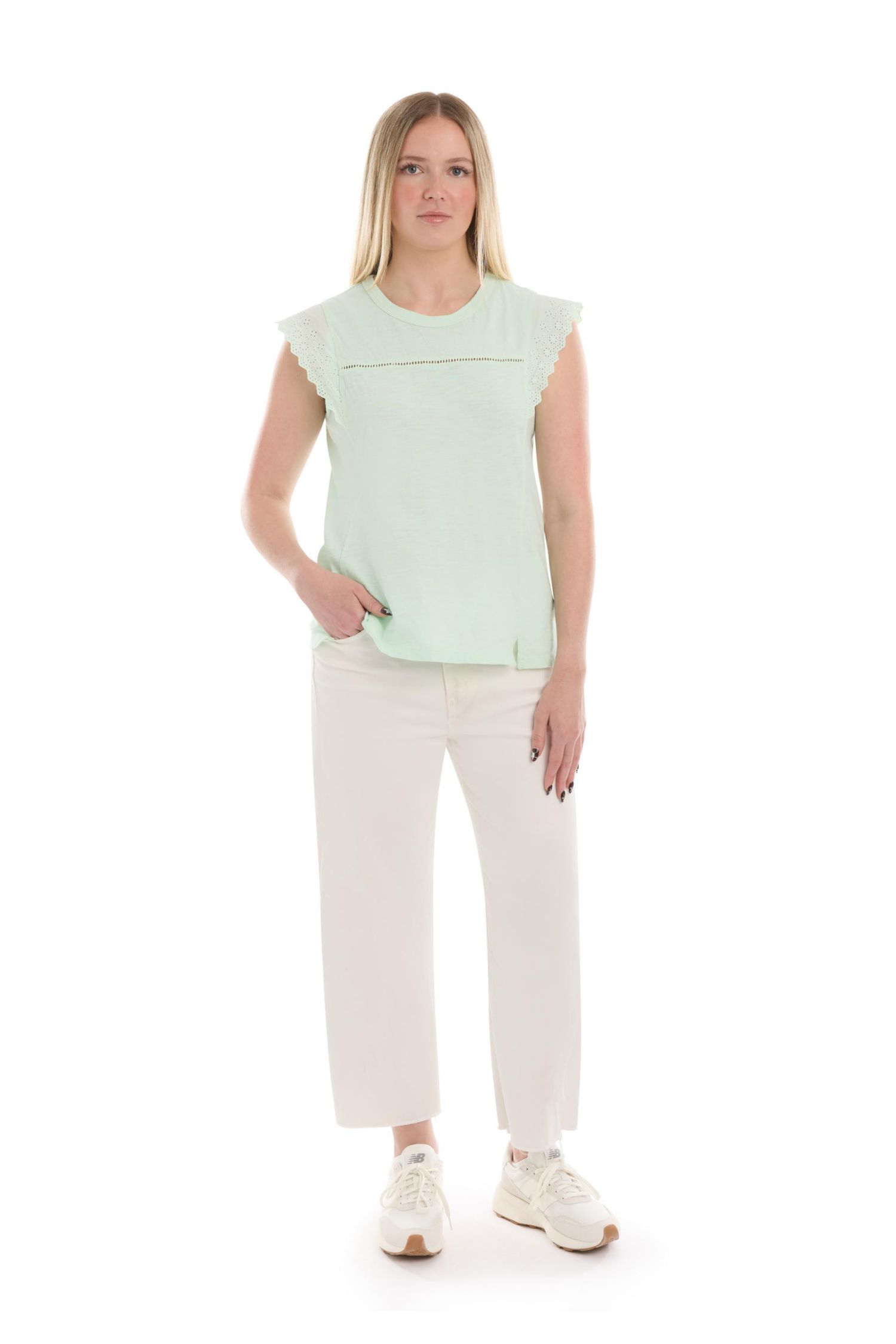 Women's Eyelet Cap Sleeve Tee