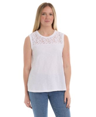 Women's Shell with Lace Yoke Tee