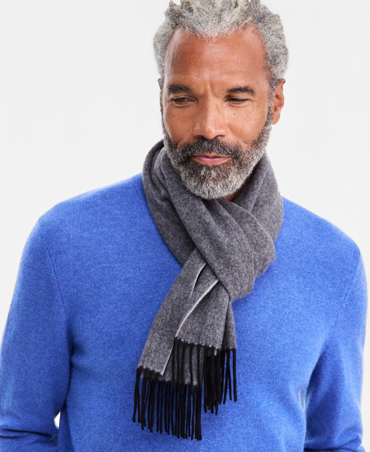 Club Room Men's Cashmere Herringbone Scarf, Macy's Exclusive