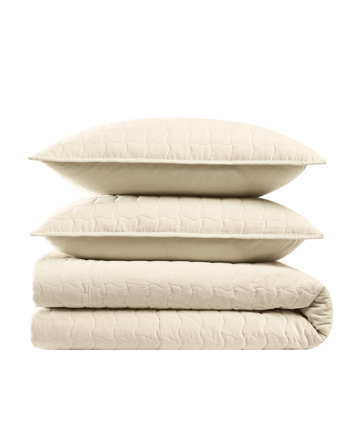 Brooklyn Loom Matte Cotton Velvet Wavy Square -Piece Quilt Set