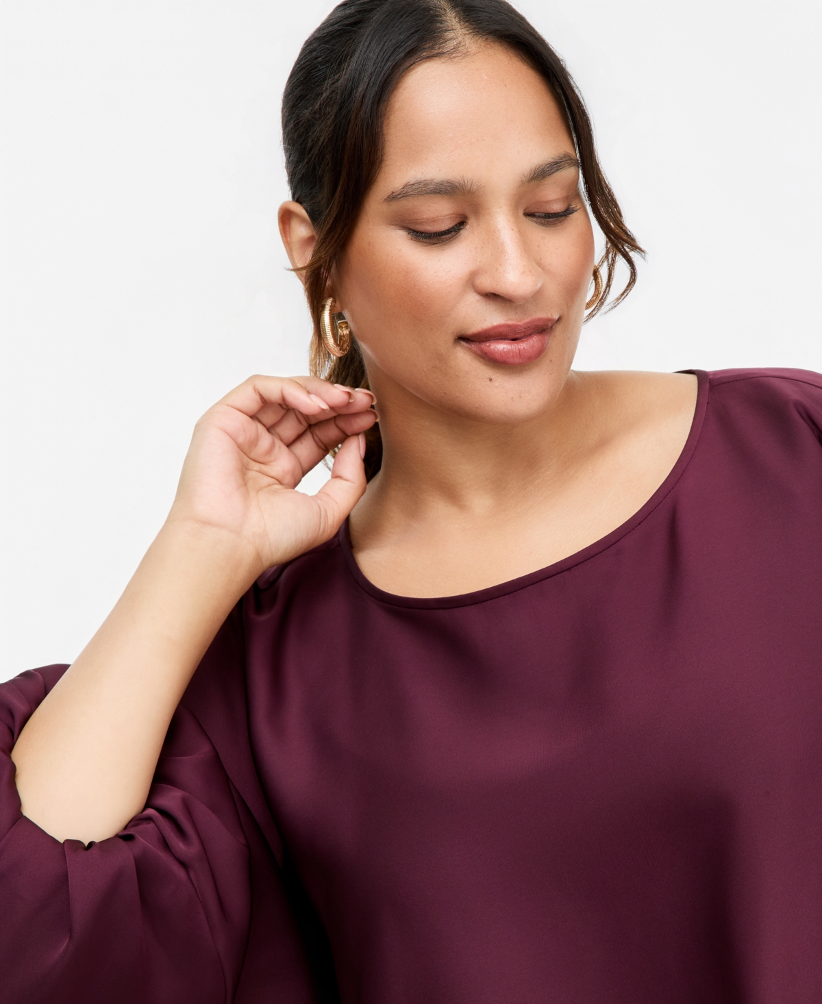 I.n.c. Plus Elbow Bbl Flow Raglan Short-Sleeve Wide-Neck Blouse, Macy's Exclusive