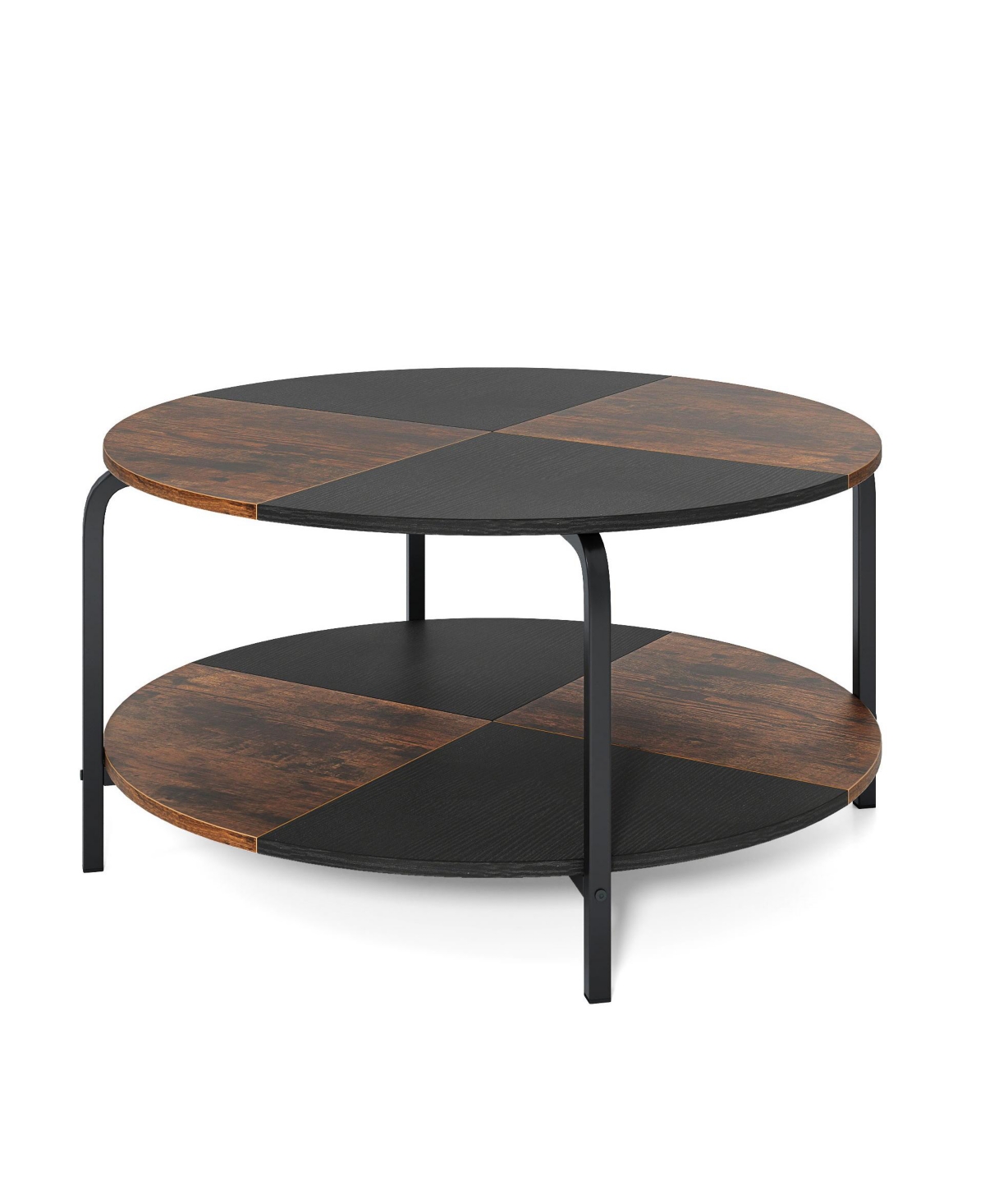 Slickblue 2-Tier Round Coffee Table with Open Shelf for Living Room Storage
