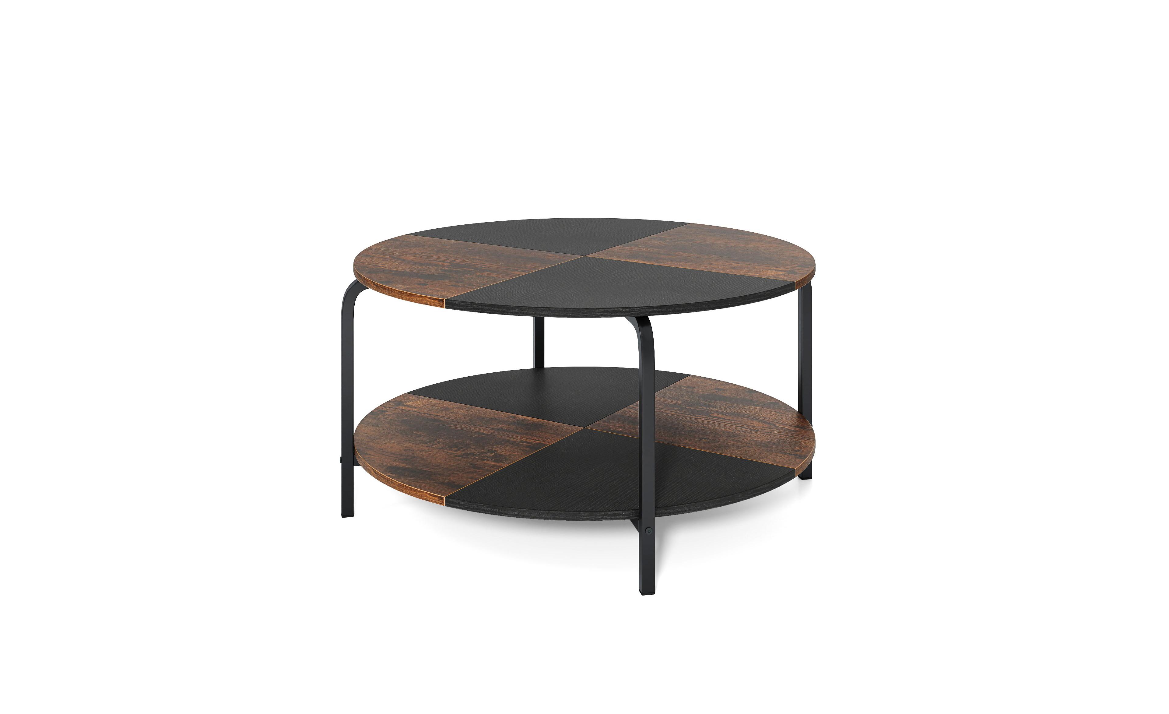 Slickblue 2-Tier Round Coffee Table with Open Shelf for Living Room Storage