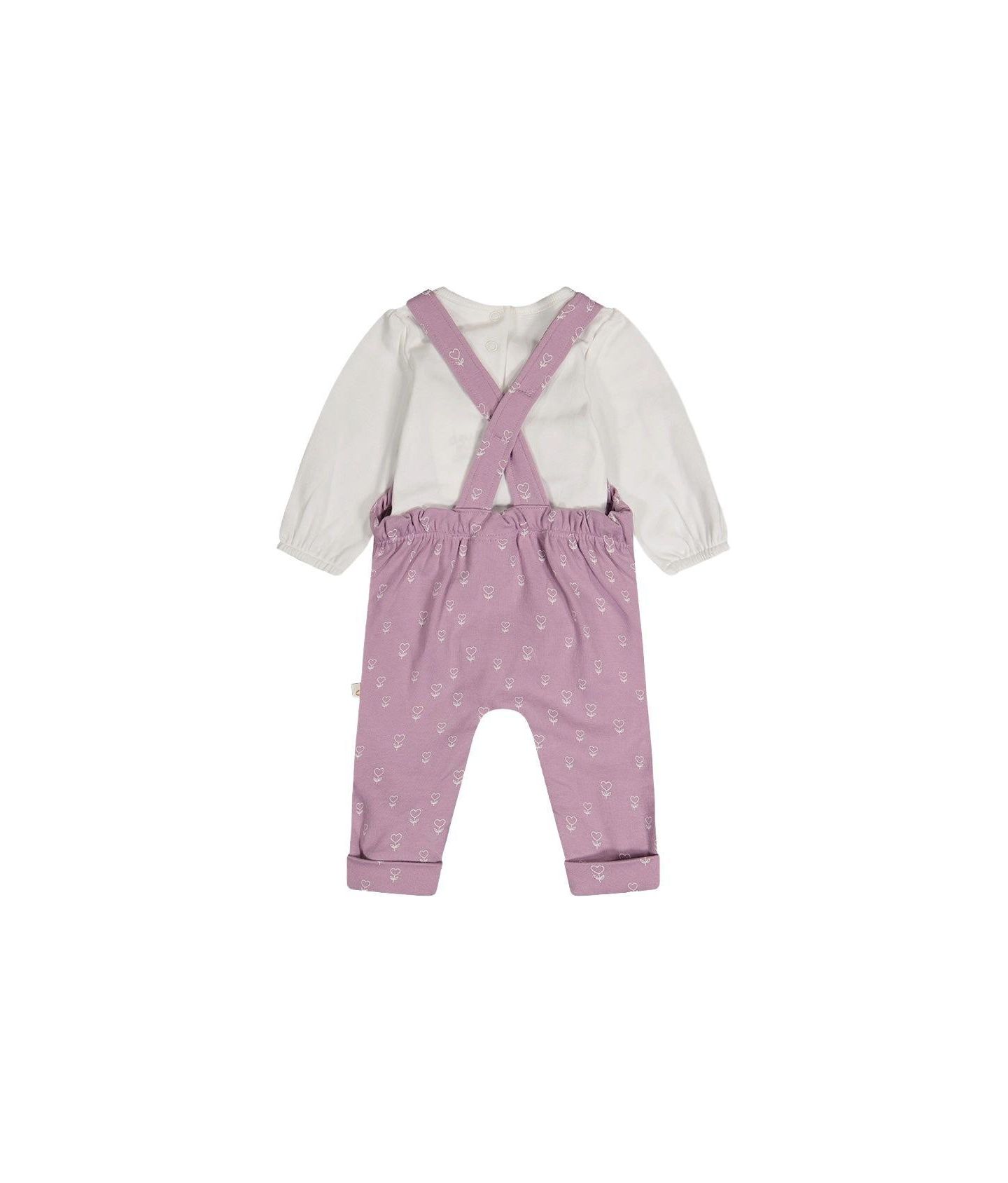 Комплекты Deux par Deux (3M to 24 M) Cotton Onesie and Overall Set Floral Print для девочек-малышей, цвет: Фиолетовый с принтом — фото 3
