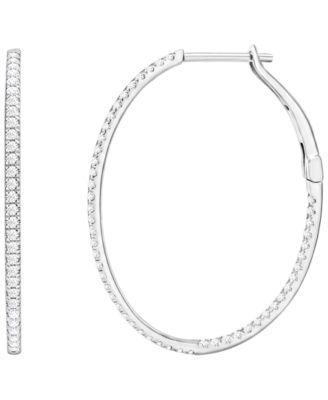 Diamond Hoop Earrings (1 ct. t.w.) in 14k White or Yellow Gold