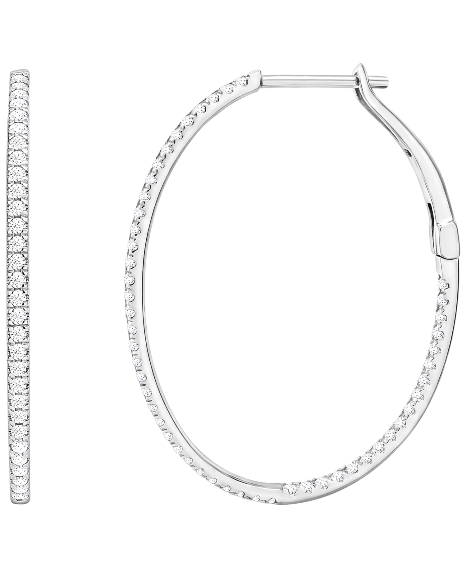Diamond Hoop Earrings (1 ct. t.w.) in 14k White or Yellow Gold