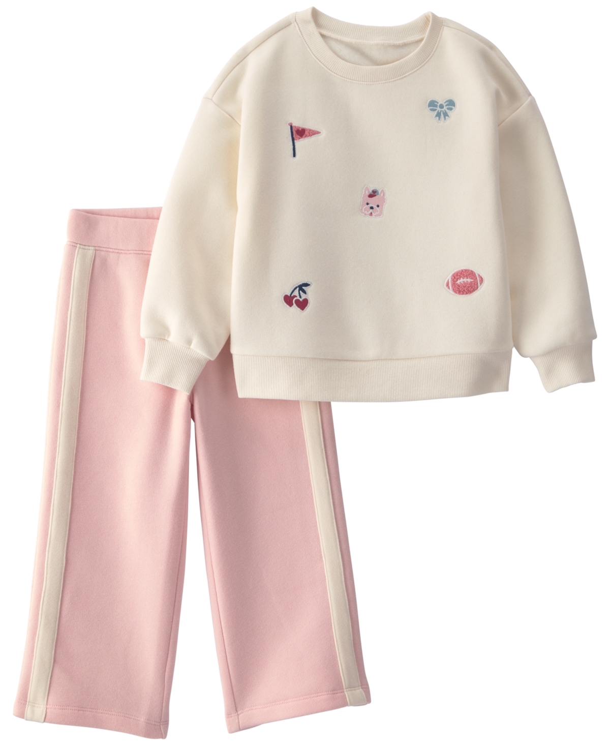 Carter's Baby Girls' Long-Sleeve Sweatshirt and Pants, 2-Piece Set - Cream/Pink