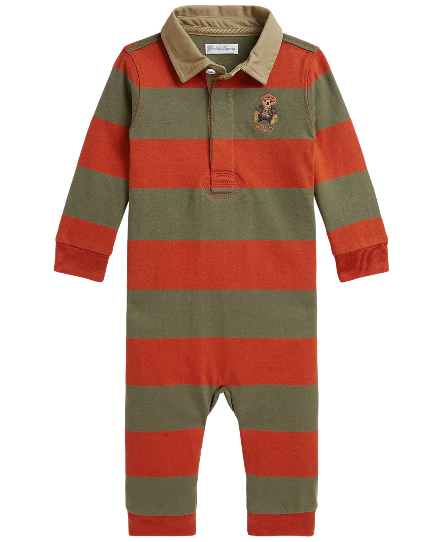 Детский регбийный комбинезон Polo Ralph Lauren Polo Bear из хлопка, для мальчика, цвет: Оранжевый — фото 1