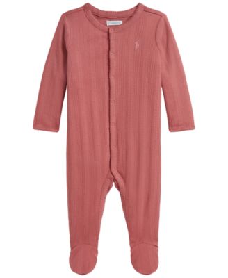 Baby Girls' Pointelle Knit Cotton Footed Coverall