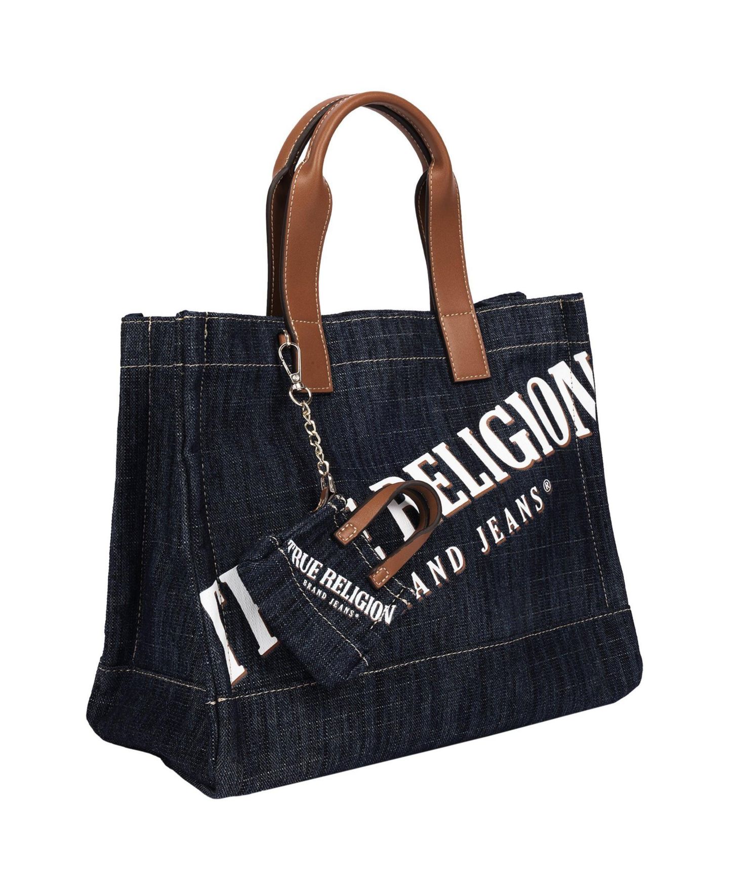 Женская сумка True Religion Logo Denim Tote with Tote Dangle Charm, цвет: Чёрный — фото 3