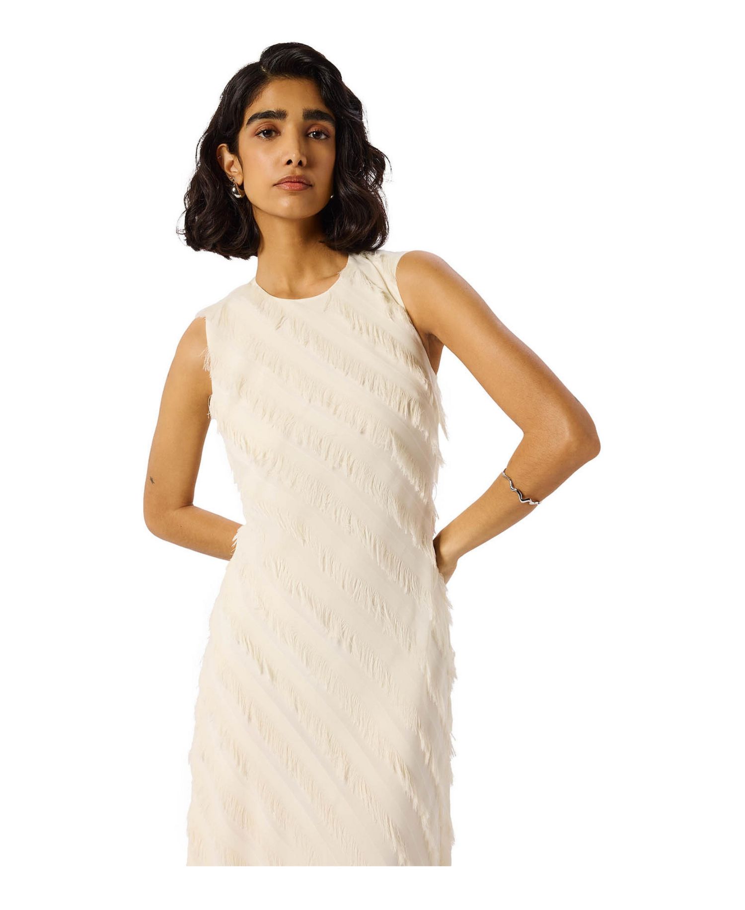 Women's Fringe Textured Midi Dress