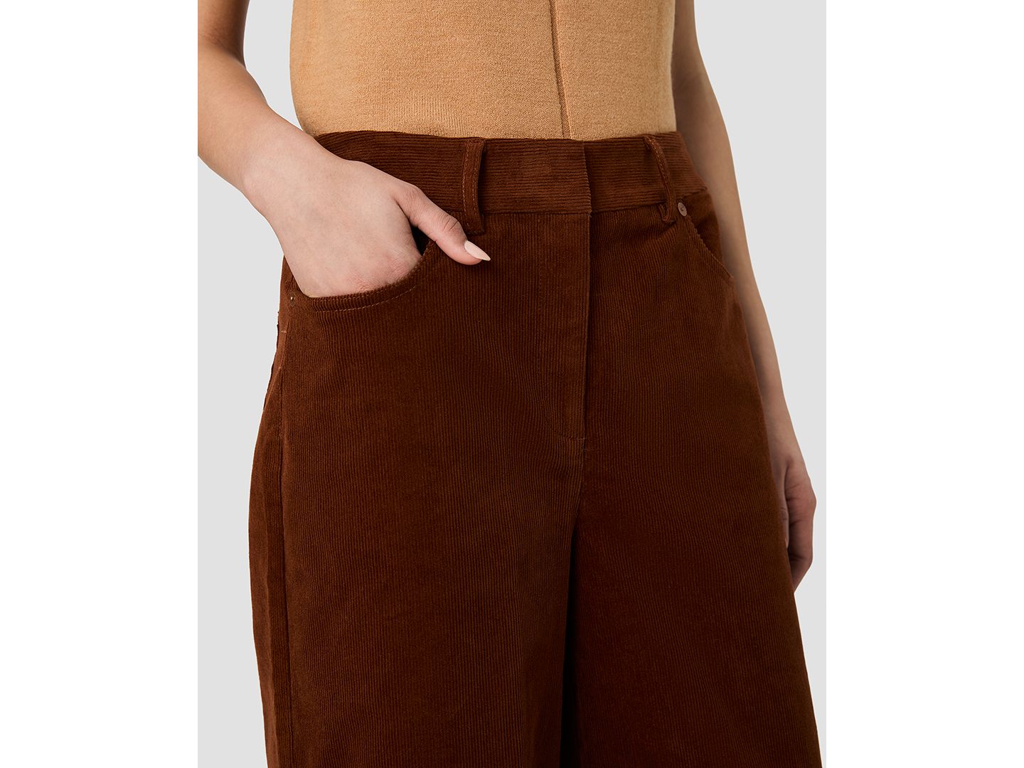 Женские брюки French Connection Casey Corduroy Wide-Leg, цвет: Каштановый коричневый — фото 5