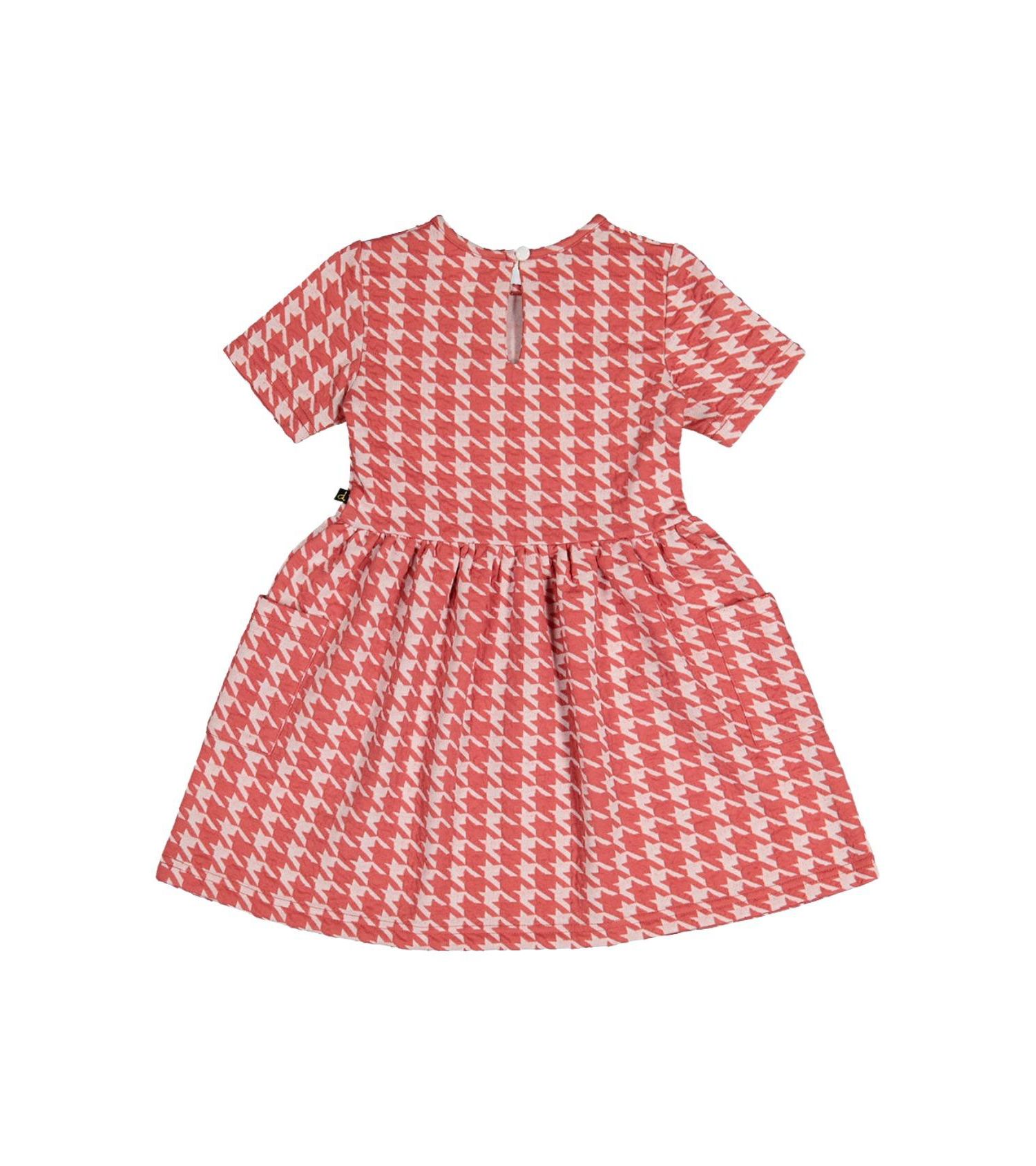 Big Girls Short Sleeve Dress with Pockets Houndstooth