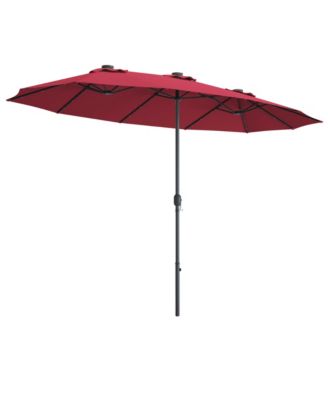 15Ft Solar LED Patio Outdoor Double-Sided Umbrella 36 Lights Crank