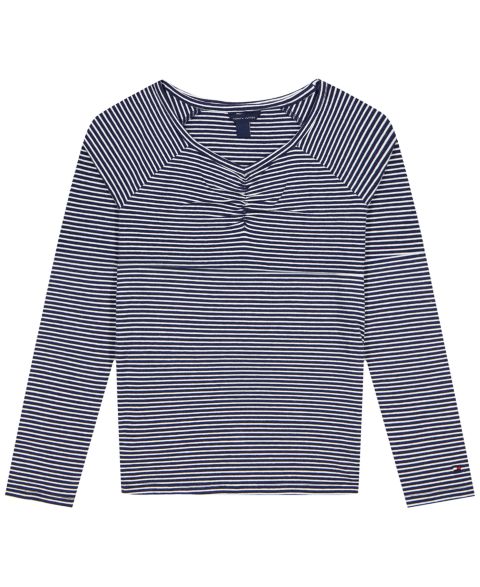 Топ Tommy Hilfiger Stripe Long-Sleeve Jersey для девочек, цвет: Тёмно-синий