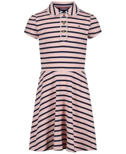 Платье Tommy Hilfiger Striped Polo Collar Dress для девочек, цвет: Lotus