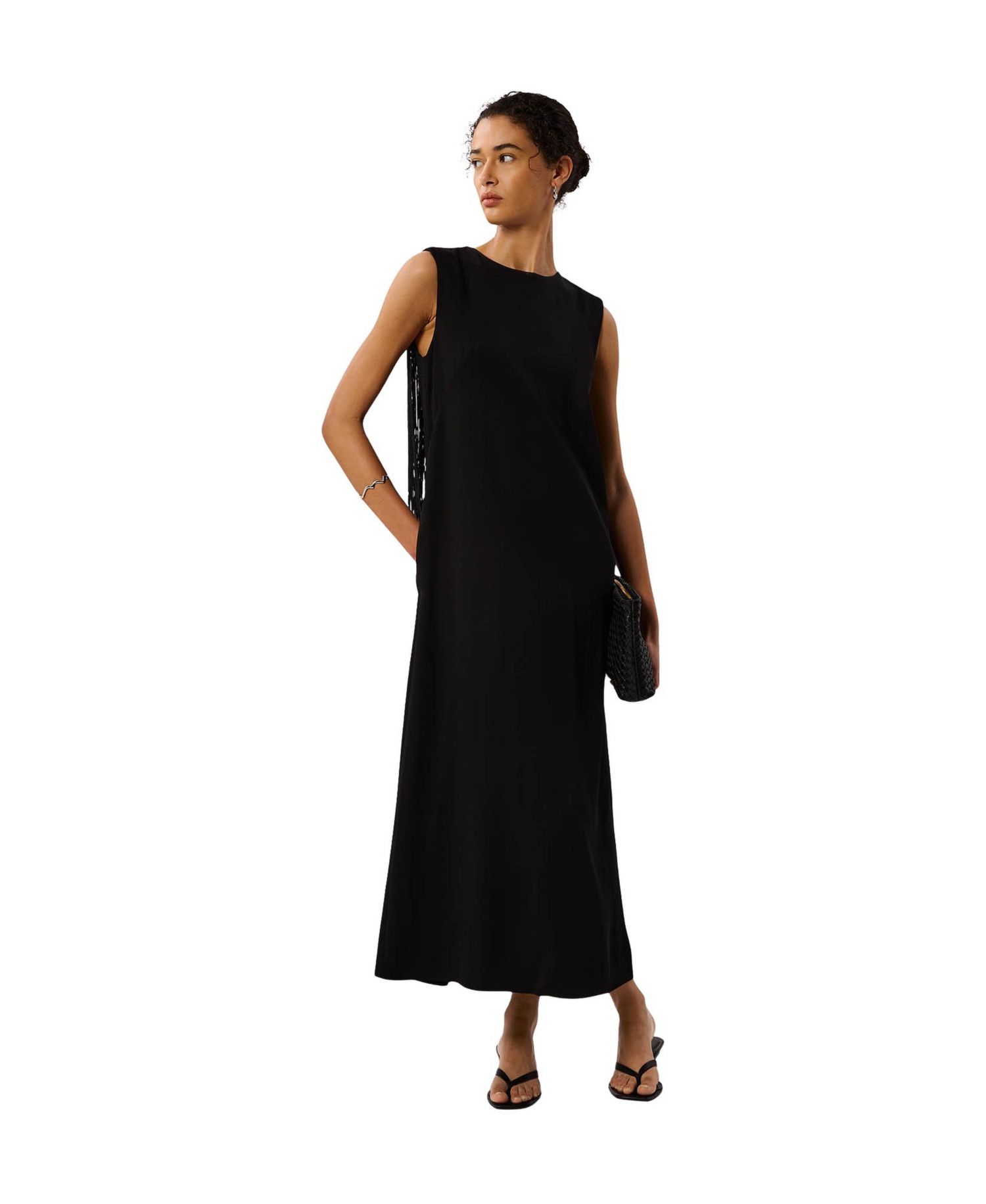 Women's Back Fringe Detail Midi Dress
