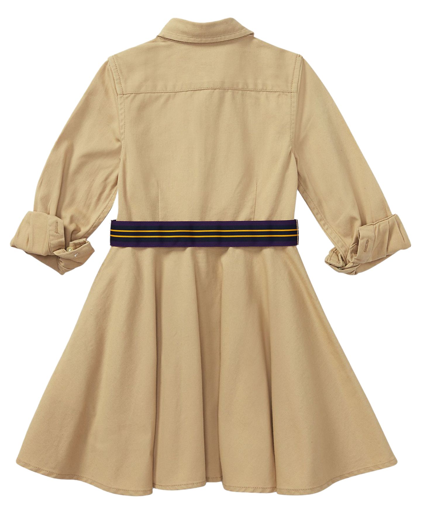 Платье Polo Ralph Lauren Belted Chino Cotton Shirt Dress with Belt для девочек, цвет: Хаки — фото 5
