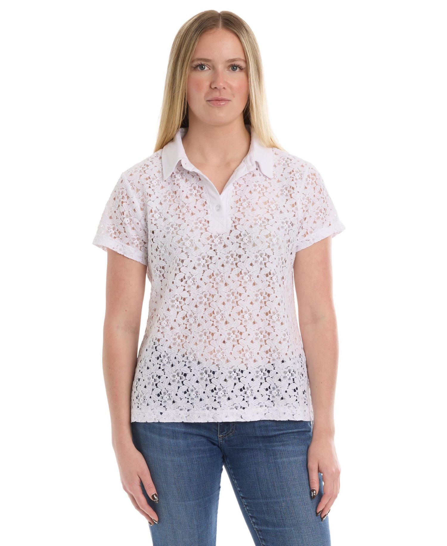 Women's Short Sleeve Lace Polo Tee Women's WILT Short Sleeve Polo Tee