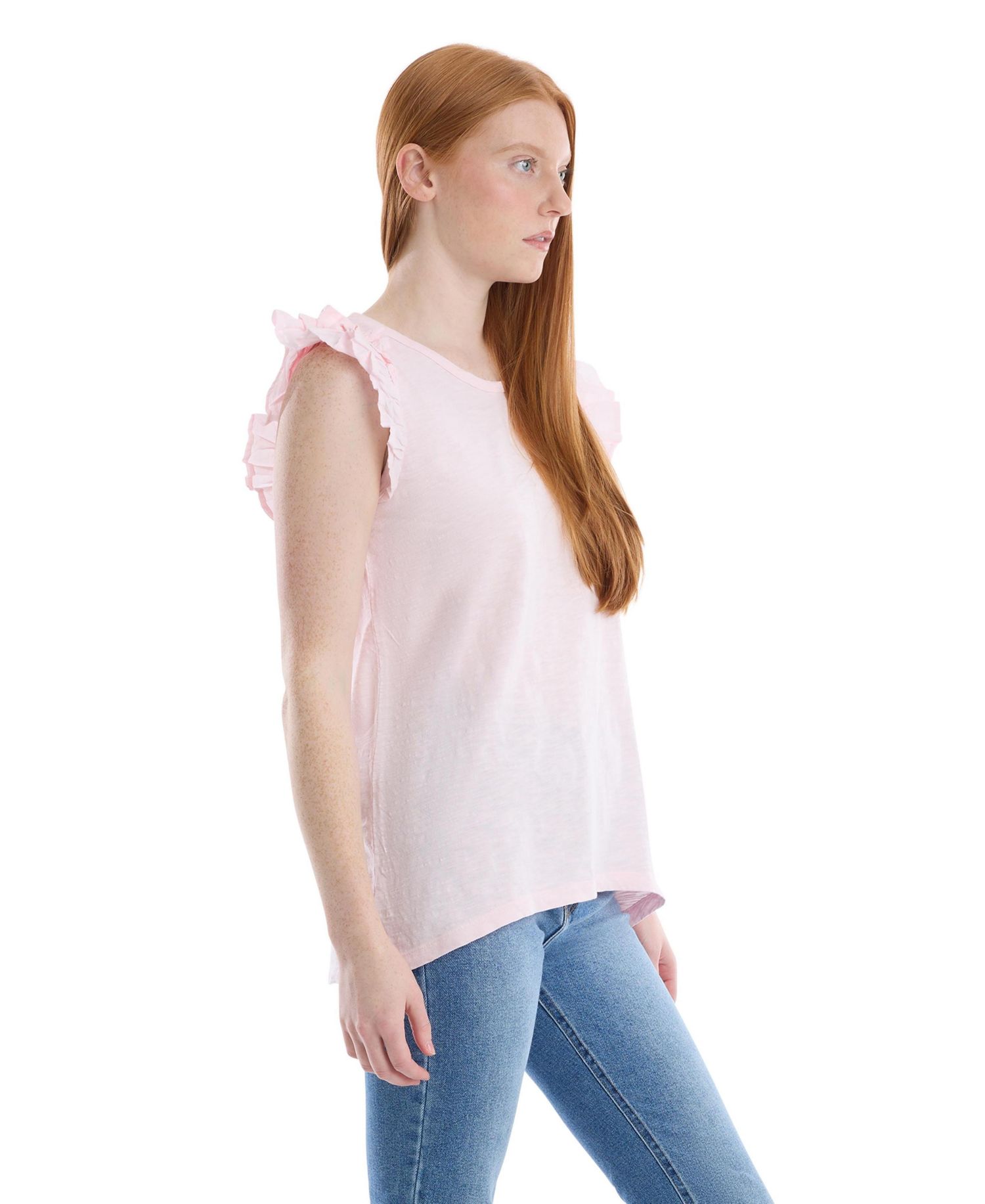 Women's Ruffle Shoulder Tank Tee